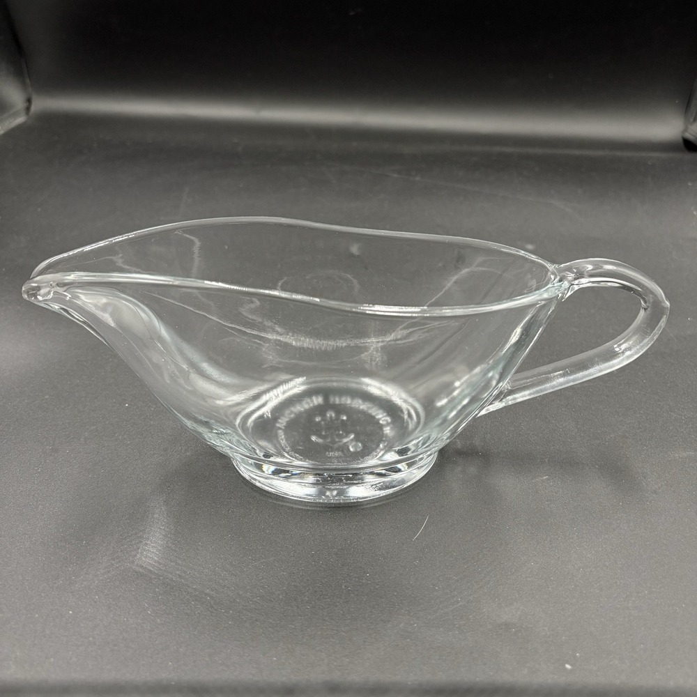 Vintage #1043 Anchor Hocking Clear Glass Gravy Boat, Sauce Cup‎ - 12 Oz - USA